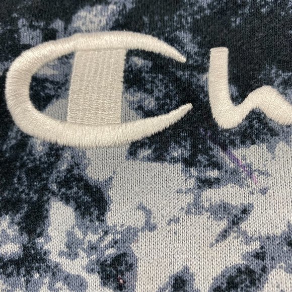 Champion Sweater Women Extra Small XS Black Gray Hoodie Spell Out Embroidered - Picture 4 of 12